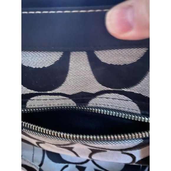 COACH Black Gray Signature Jacquard Convertible Handbag Authentic F13079 - Picture 3 of 6